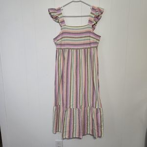 Universal thread striped ruffled dress